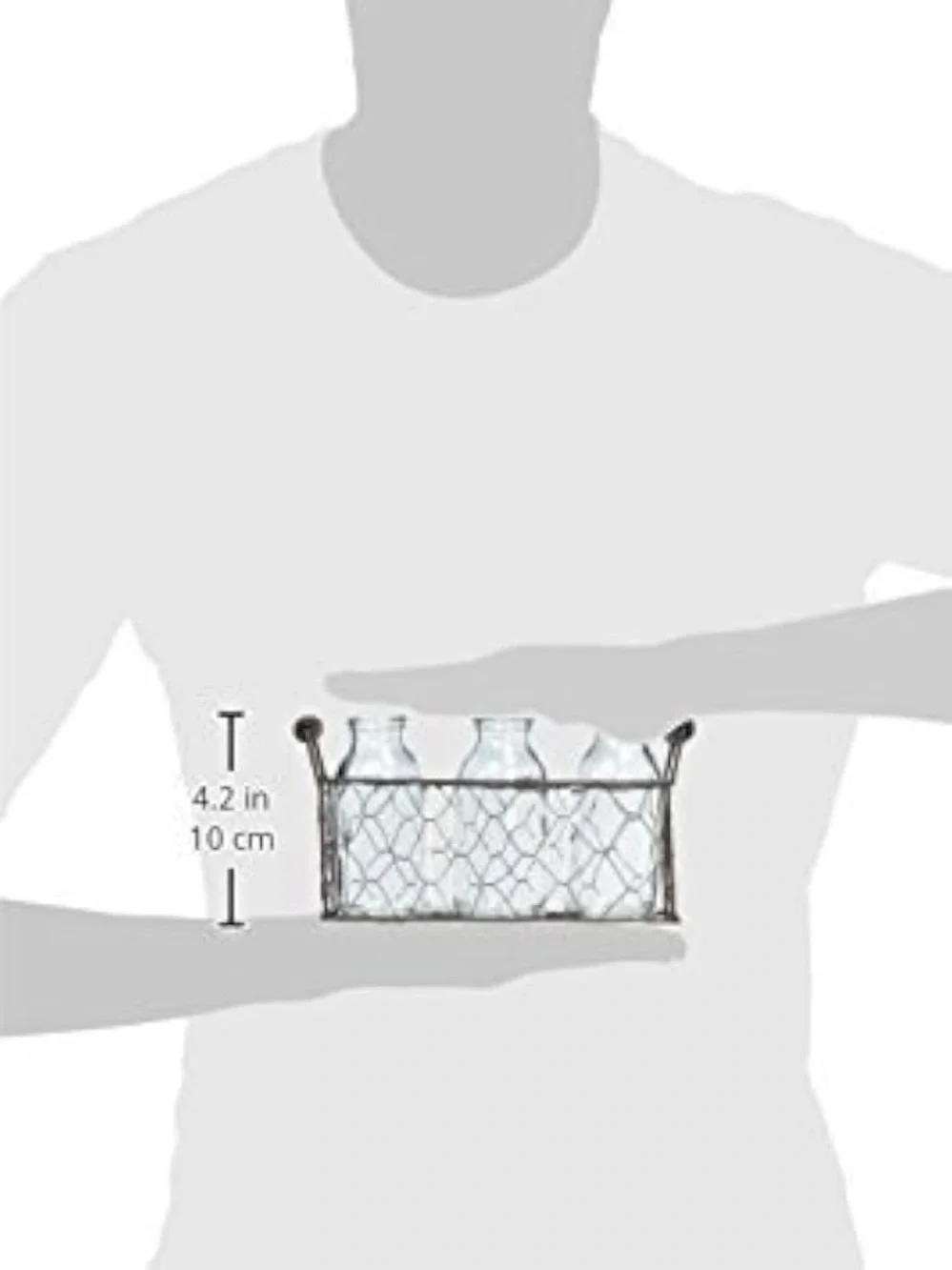Rustic Farmhouse Succulent Centerpiece | 3 Glass Bottles in Wire Caddy